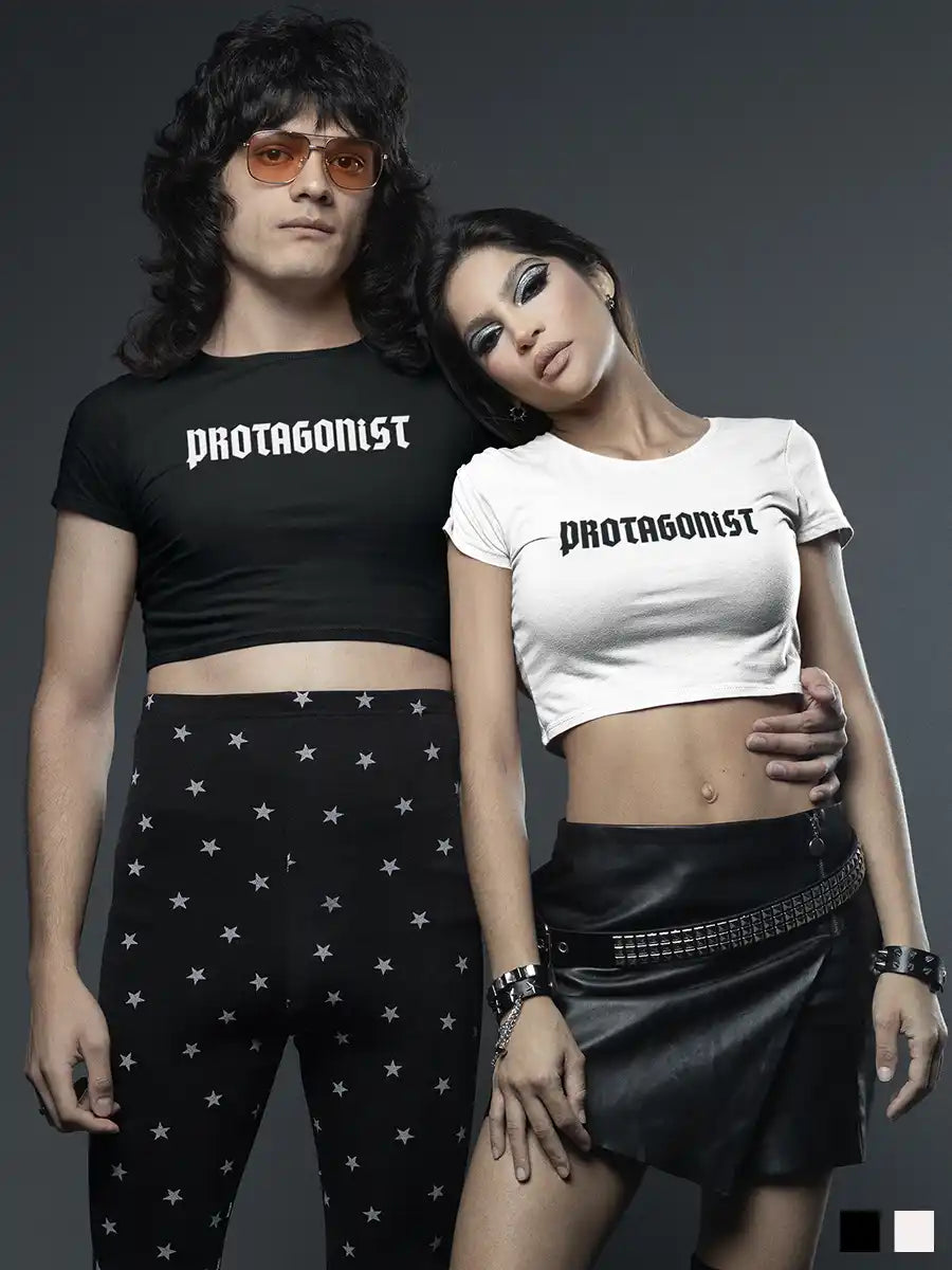 Couple wearing Protagonist - Cotton Crop Top