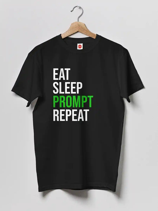 Eat Sleep Prompt Repeat - Men's Black Cotton T-Shirt