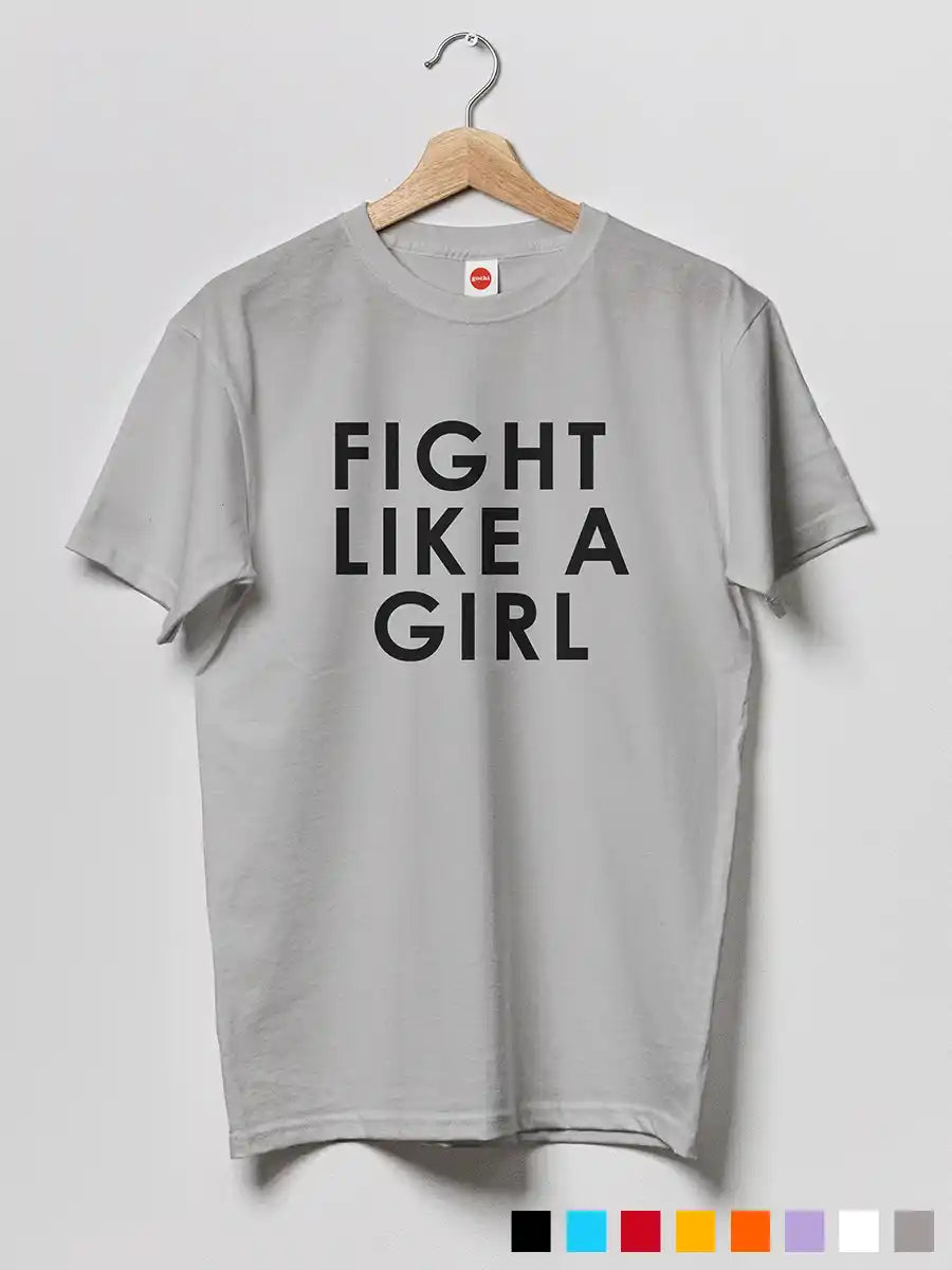 Fight like a Girl - Men's Melange Grey Cotton T-Shirt