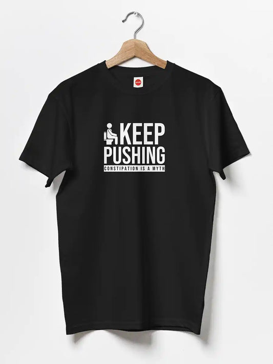 Keep Pushing - Men's Black Cotton T-Shirt