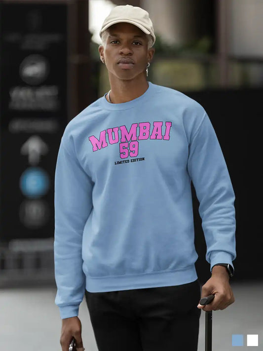 Man wearing Mumbai 59 - Limited Edition - Baby Blue Cotton Sweatshirt
