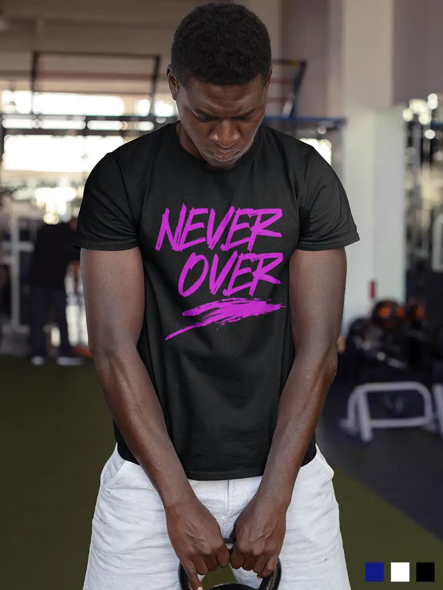 Man wearing Never Over - Black Men's Cotton T-shirt