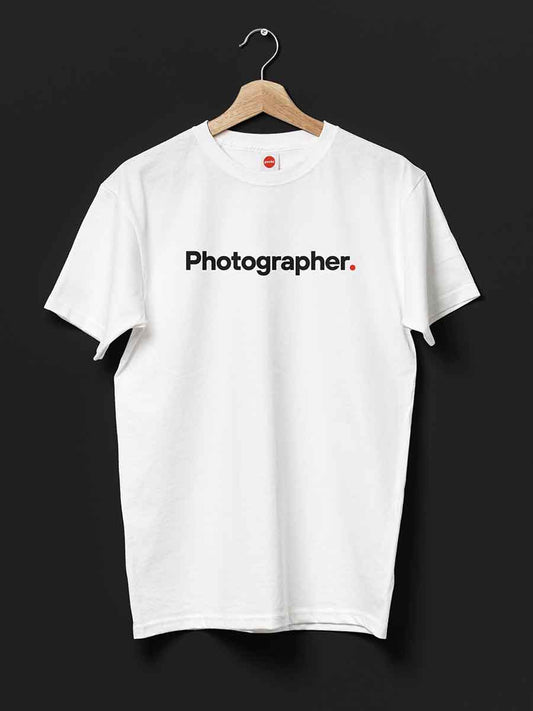Photographer - Minimalist White Cotton T-Shirt