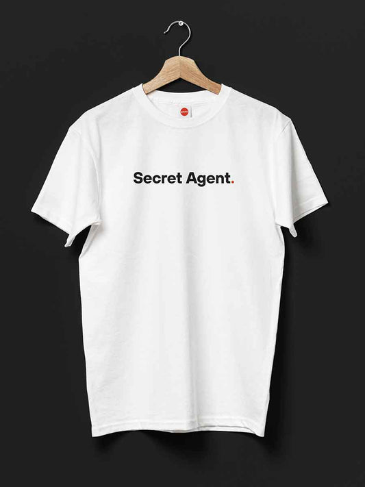 Secret Agent - Minimalist White Cotton T-Shirt