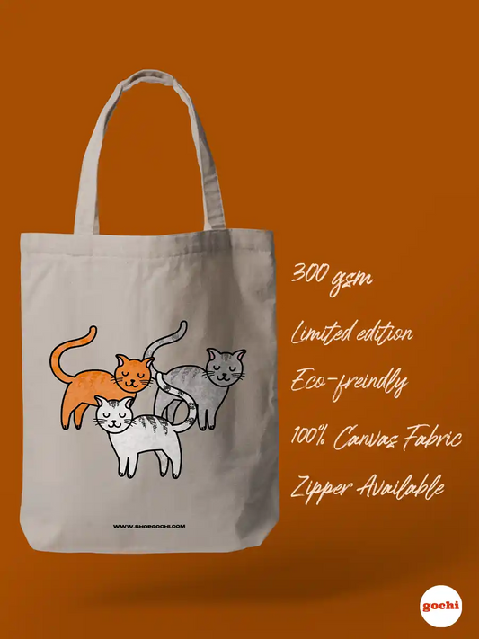 Threeβs a Purr-ty β Cat Trio Canvas Tote Bag
