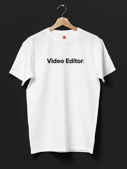 Video Editor- White Minimalist Men's Cotton T-Shirt