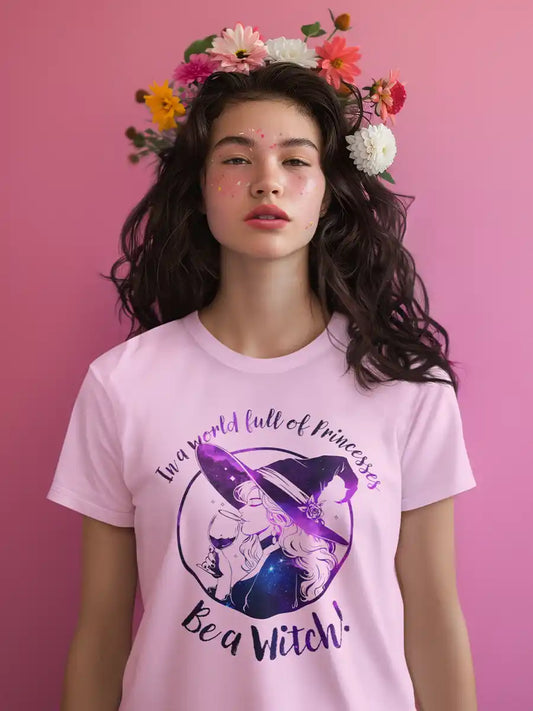 Woman wearing Be a Witch - Light Pink Women's cotton T-Shirt