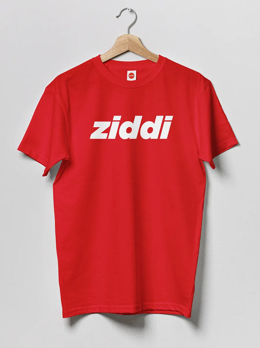 Red Men's cotton Tshirt with text "Ziddi "