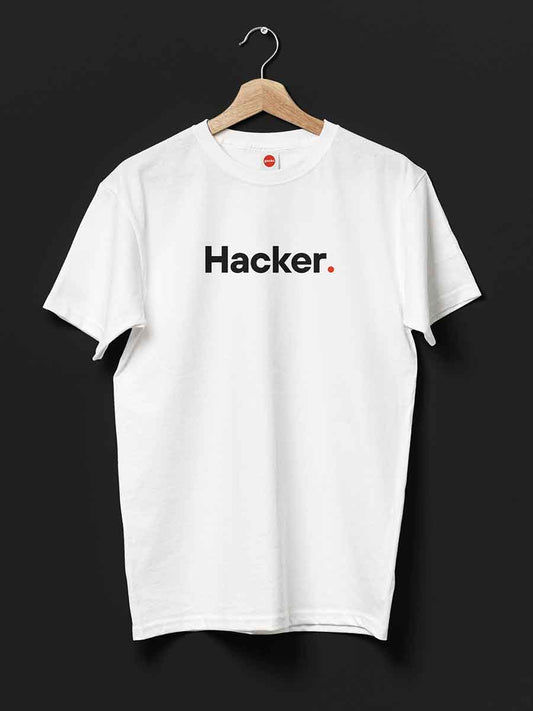 Hacker - Minimalist White Cotton T-Shirt