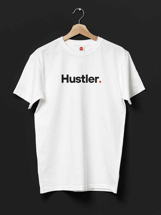 Hustler - Minimalist White Cotton T-Shirt