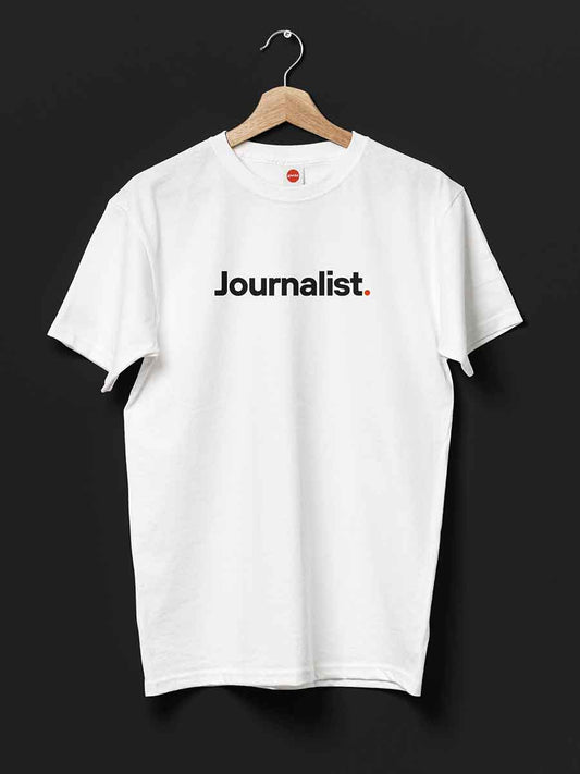 Journalist - Minimalist White Cotton T-Shirt