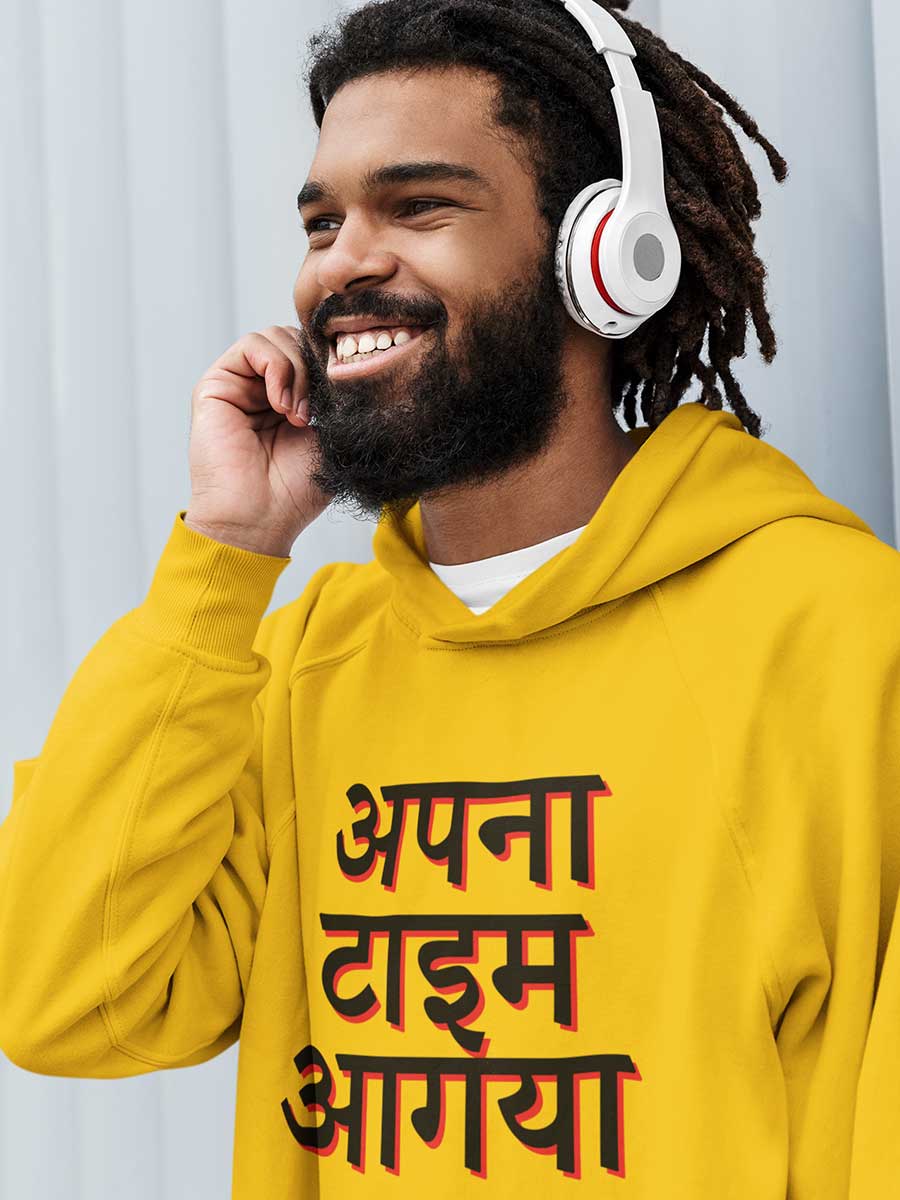 Apna Time Aagaya - Golden Yellow Cotton Hoodie