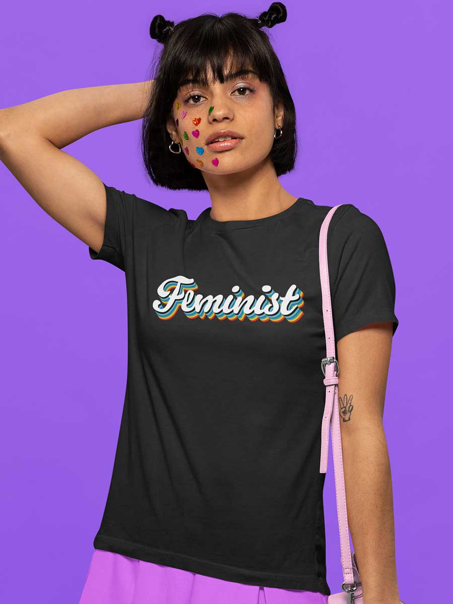 Feminist Retro - Black Women's Cotton T-Shirt