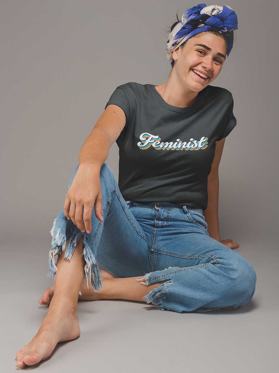 Feminist Retro - Black Women's Cotton T-Shirt