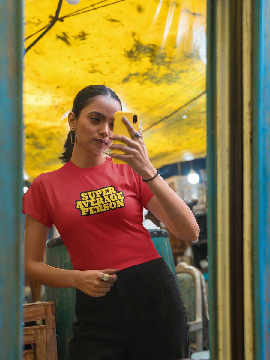 Super Average Person - Red Cotton Crop Top