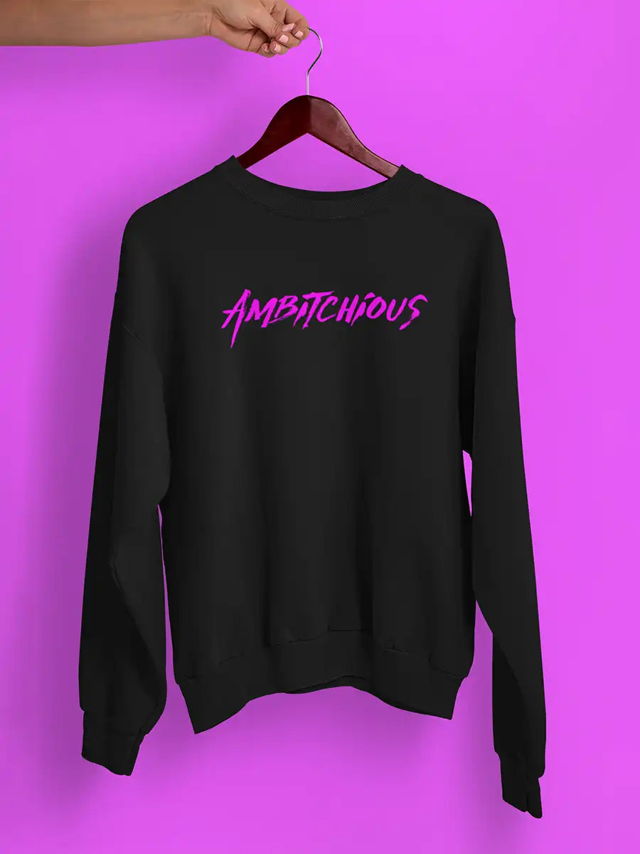 Ambitchious Pink Black Cotton Sweatshirt