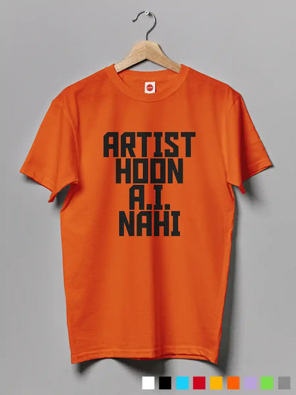 Artist Hoon A.I. Nahi - Men's Orange Cotton T-Shirt