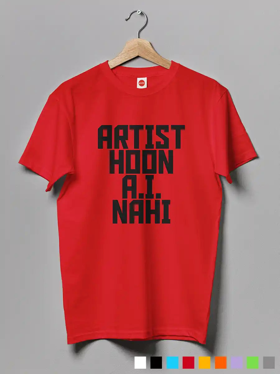 Artist Hoon A.I. Nahi - Men's Red Cotton T-Shirt