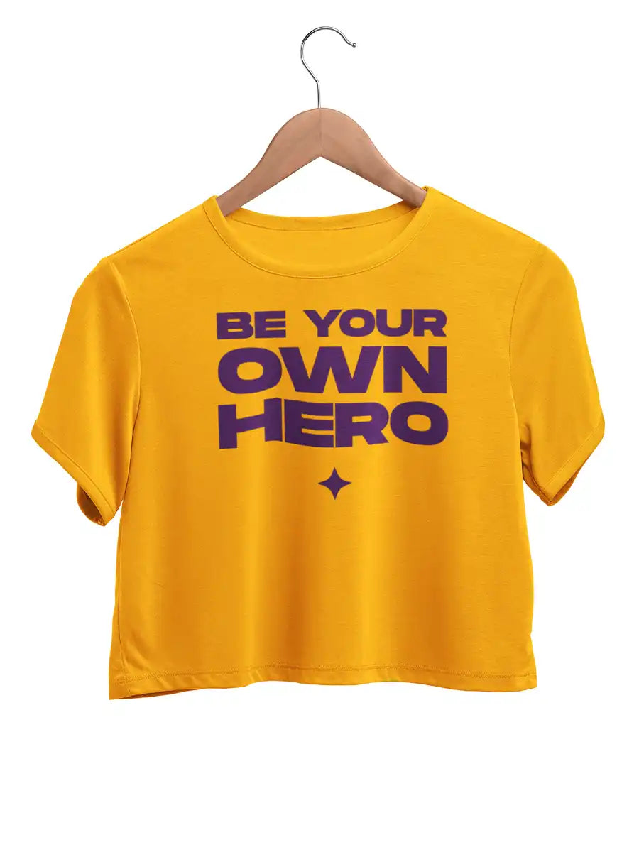 BE YOUR OWN HERO  - Golden Yellow Cotton Crop top