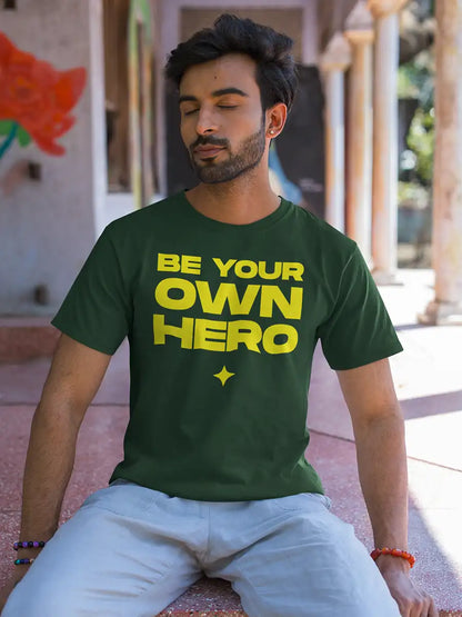 Be your own Hero - Olive Green Men's Cotton T-shirt 