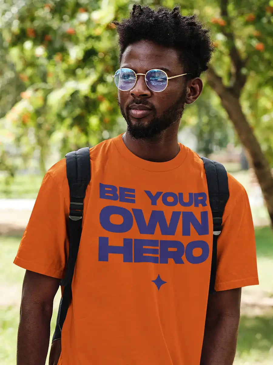 Be your own Hero - Orange Men's Cotton T-shirt 