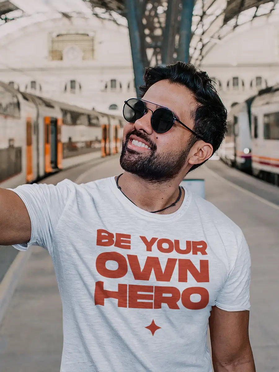 Be your own Hero - White Men's Cotton T-shirt 