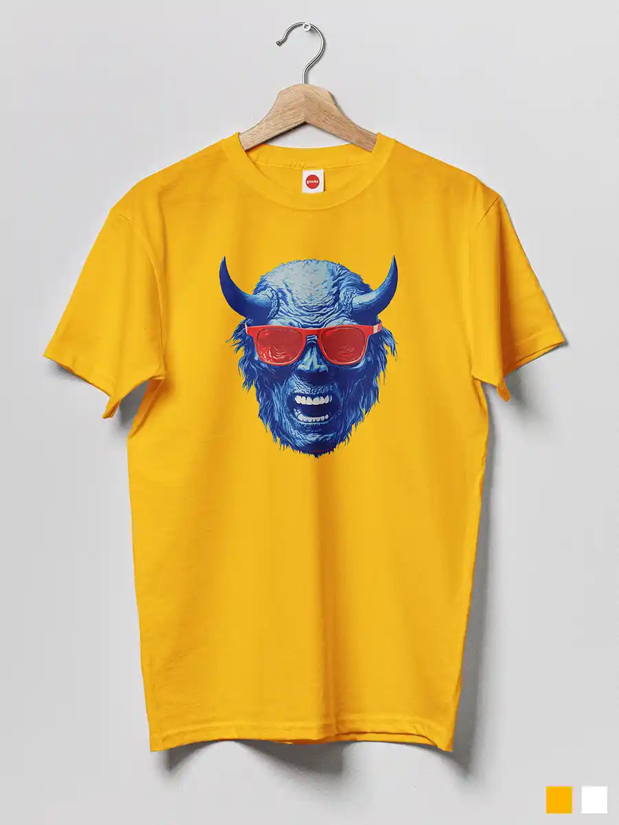 Blue Devil - Men's Golden Yellow Cotton T-Shirt