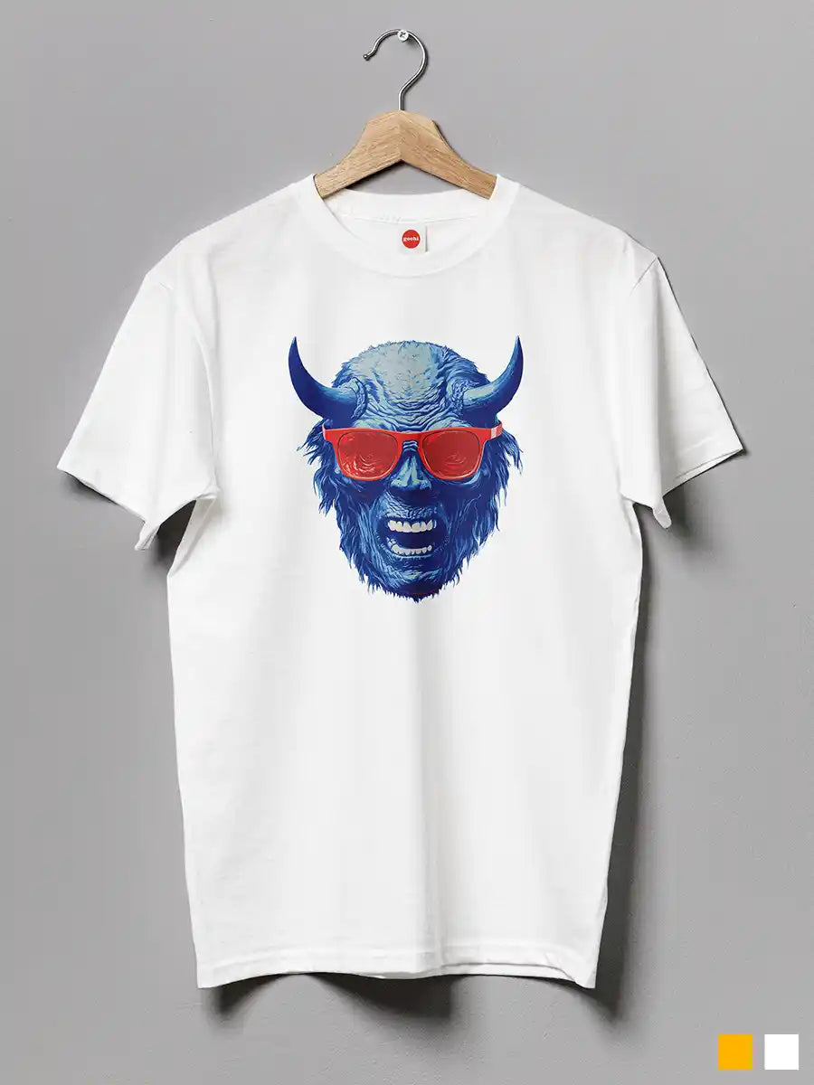 Blue Devil - Men's White Cotton T-Shirt