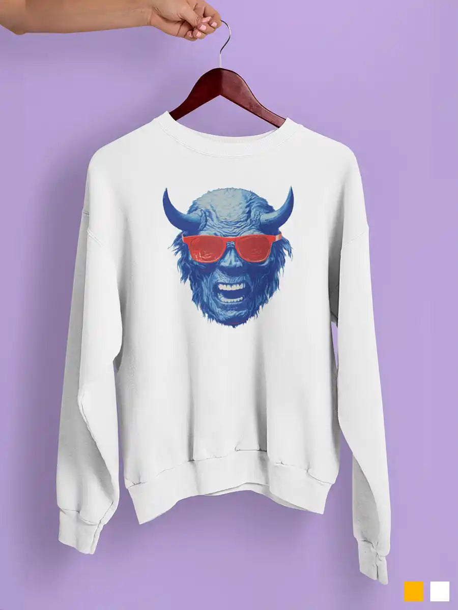 Blue Devil - White Cotton Sweatshirt