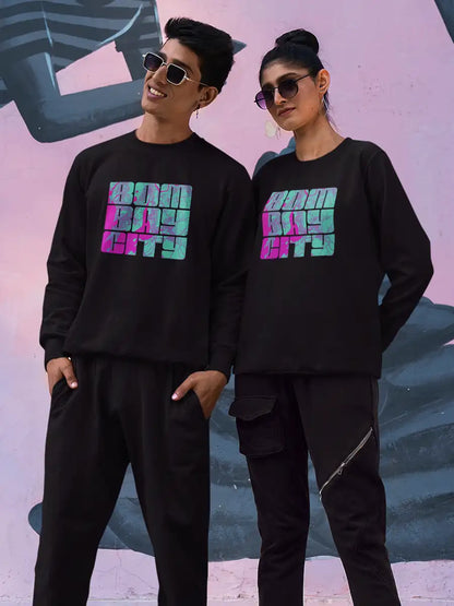 Couple Wearing Bombay City Black Cotton Sweatshirt