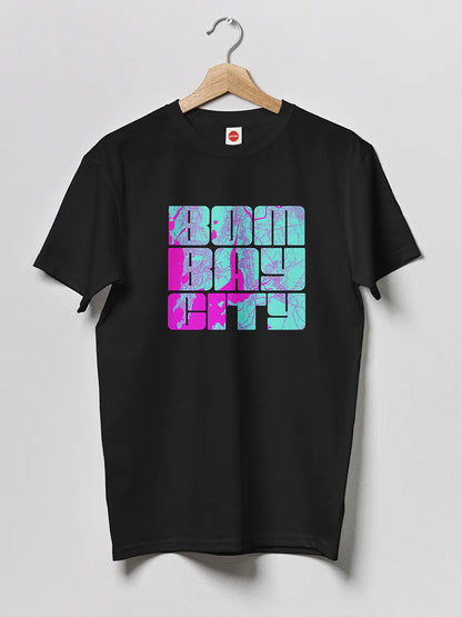 Black Men's cotton Tshirt with text "Bombay City "
