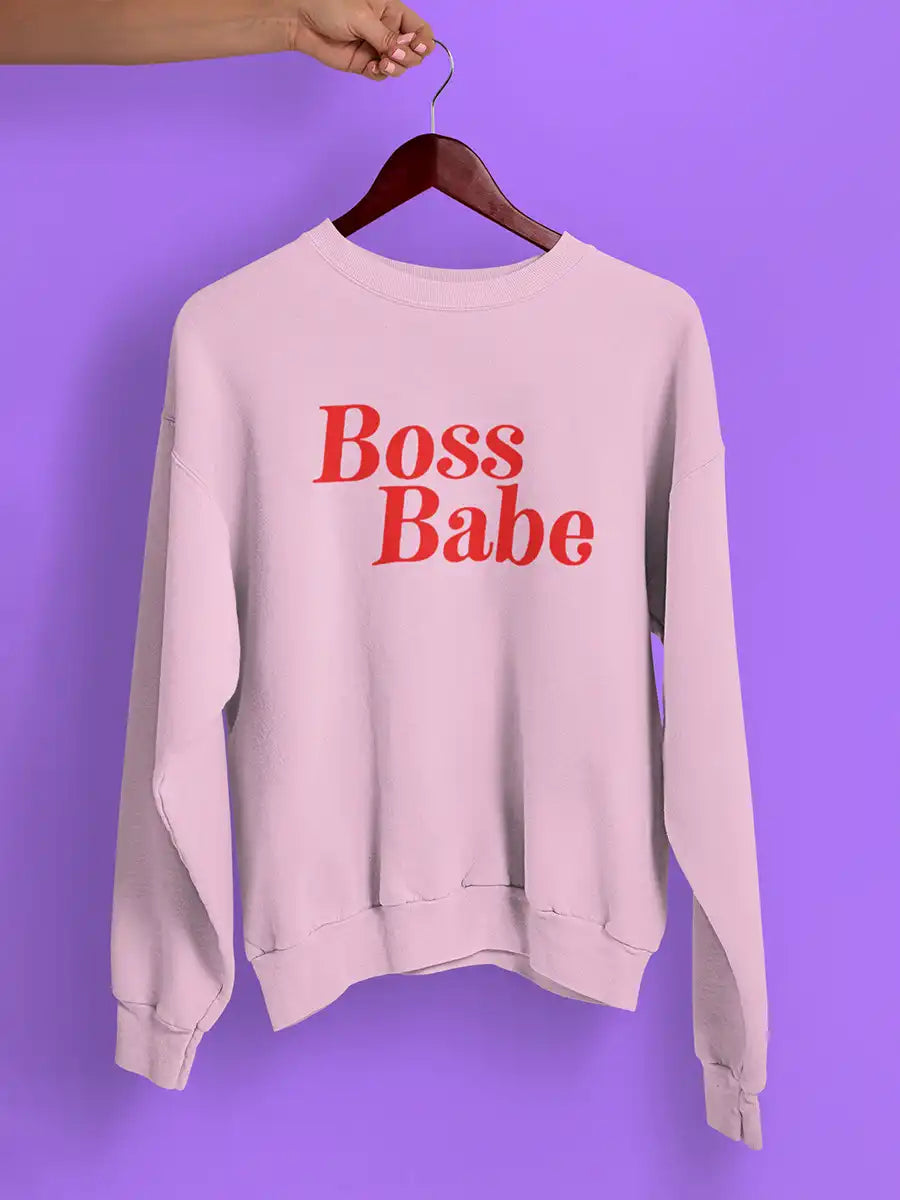 Boss babe Light Pink Cotton Sweatshirt