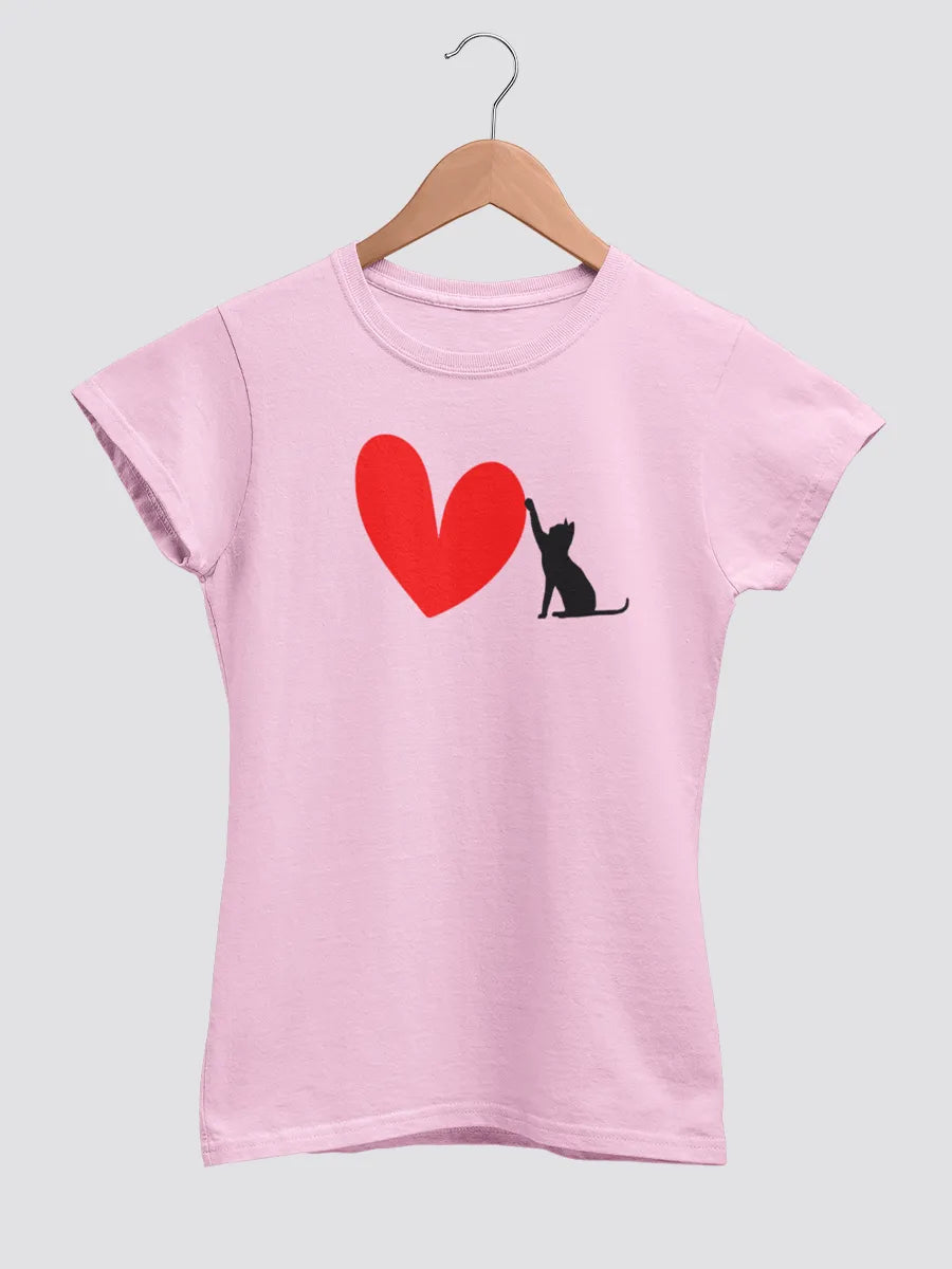 Cat heart pink Women's cotton Tshirt