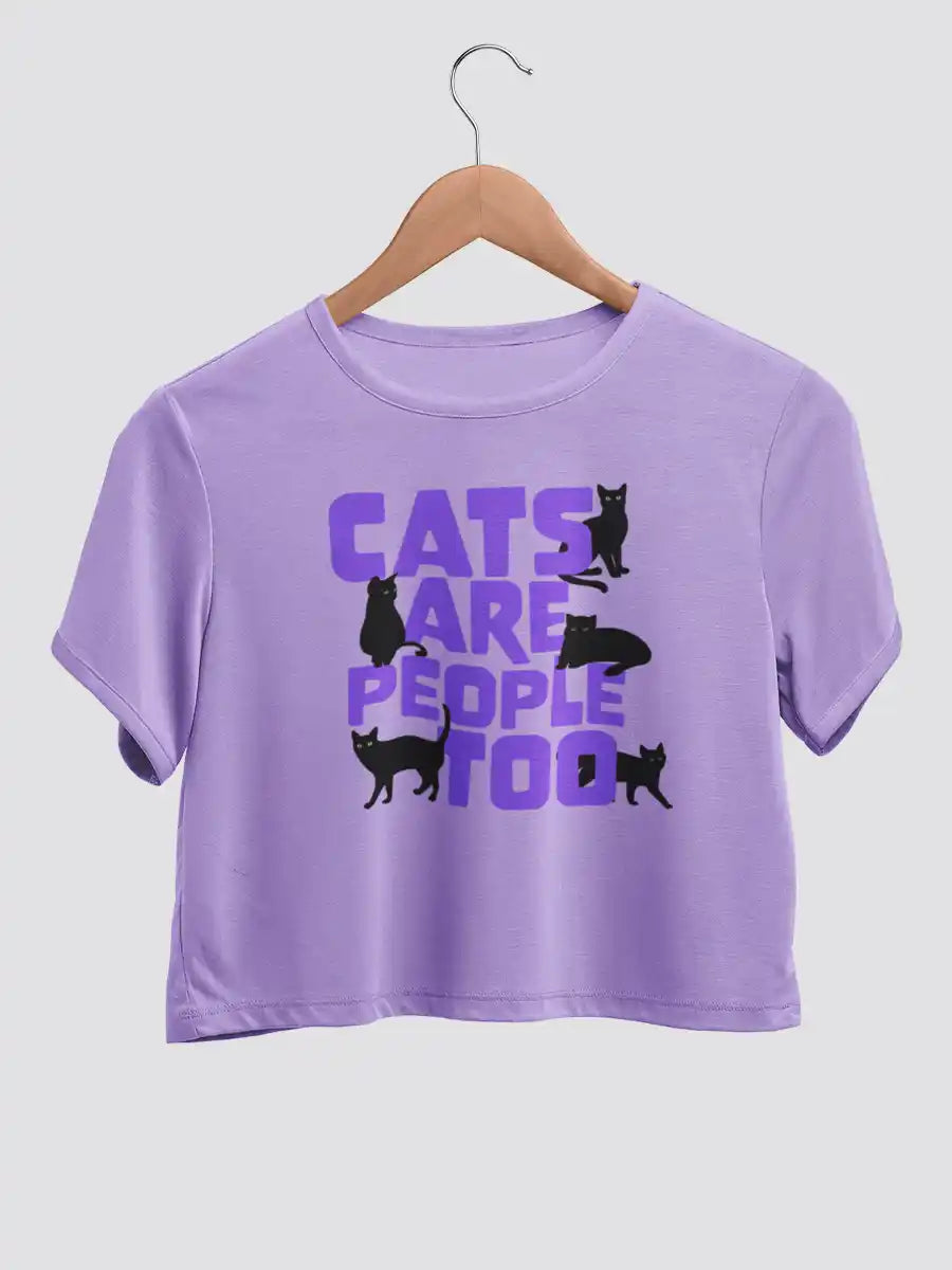 Cats are people too - Iris Lavender Cotton Crop Top