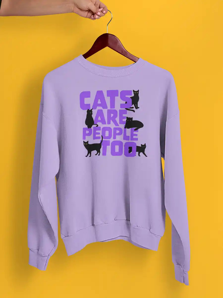 Cats are people too - Iris Lavender Cotton Sweatshirt