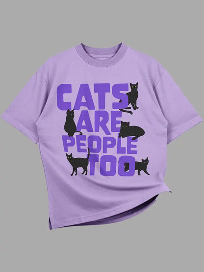 Cats are people too - Iris Lavender Oversized Cotton T-Shirt