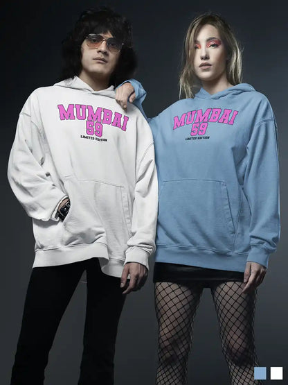 Couple wearing Mumbai 59 - Limited Edition - Baby Blue Cotton Hoodie