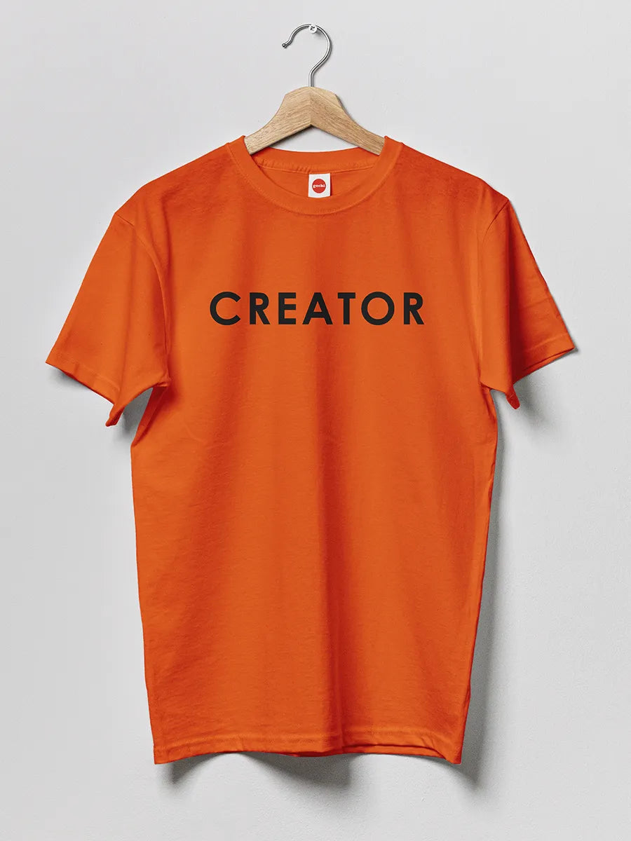 Orange Men's cotton Tshirt with text "Creator"