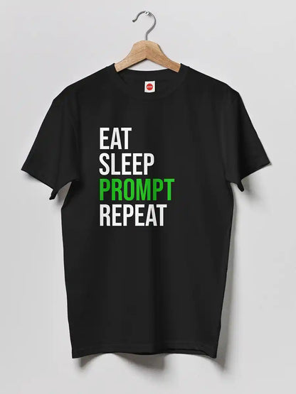 Eat Sleep Prompt Repeat - Men's Black Cotton T-Shirt