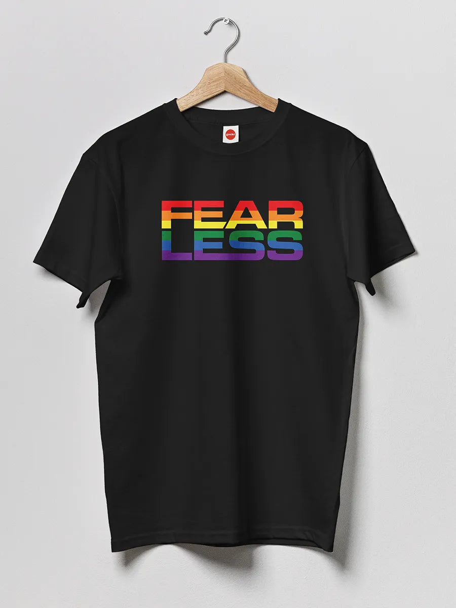 FEARLESS - LGBTQ PRIDE Black Men's cotton Tshirt