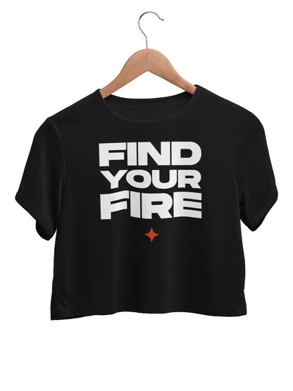 FIND YOUR FIRE - Black Cotton Crop top