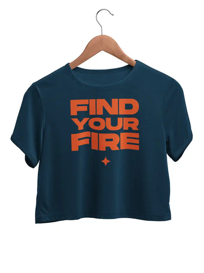 FIND YOUR FIRE - Navy Blue Cotton Crop top