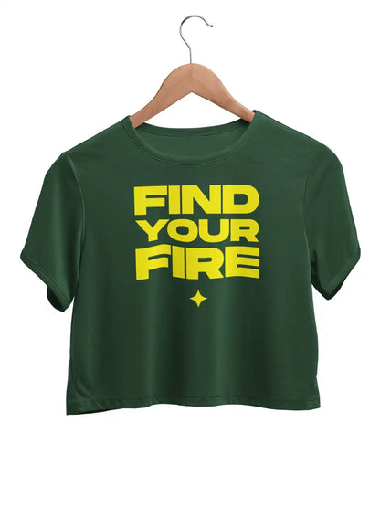 FIND YOUR FIRE - Olive Green Cotton Crop top