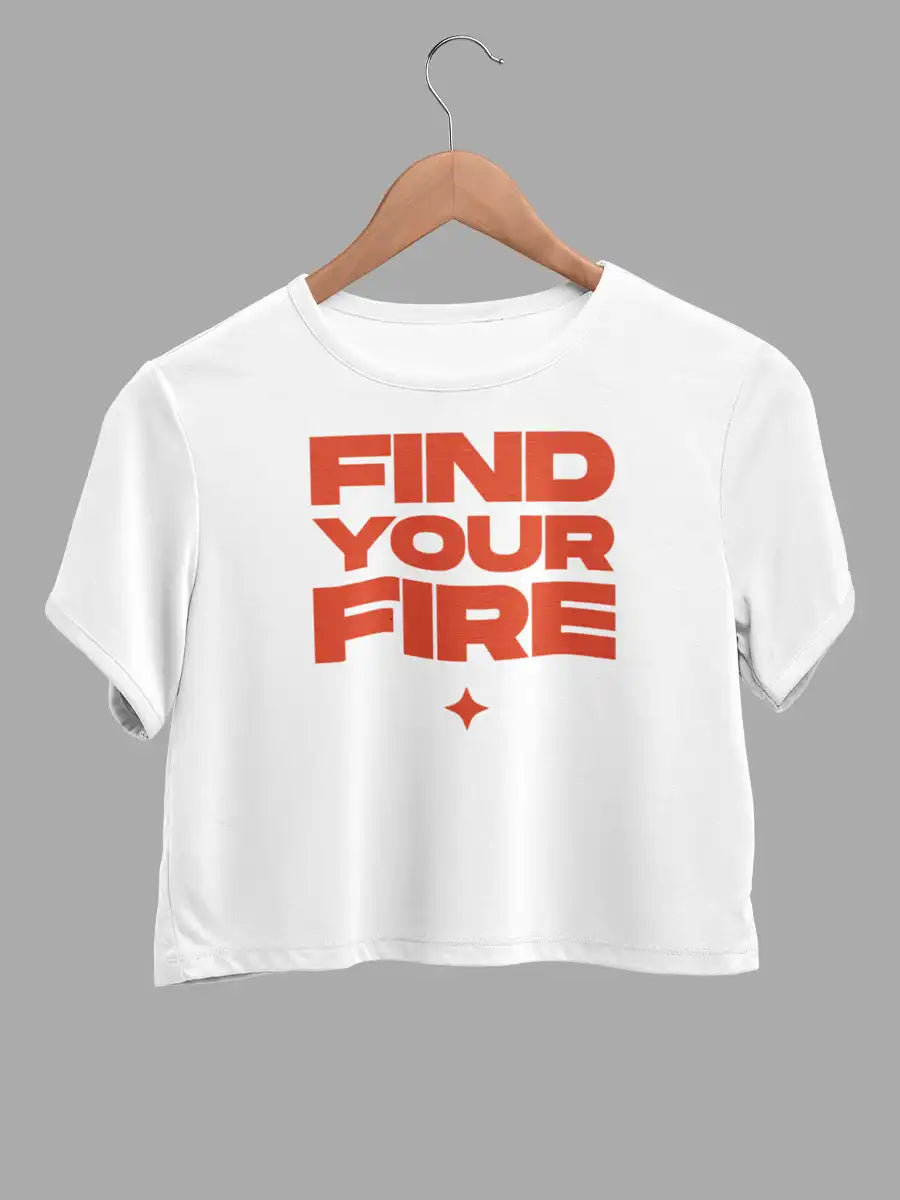 FIND YOUR FIRE - White Cotton Crop top