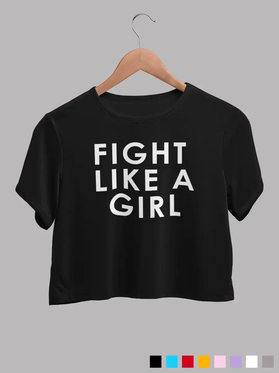 Fight like a Girl - Black - Cotton crop top