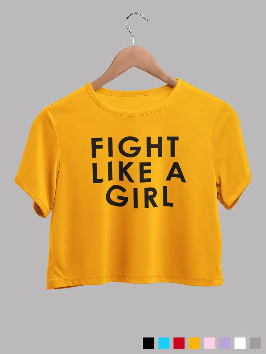 Fight like a Girl - Golden Yellow - Cotton crop top