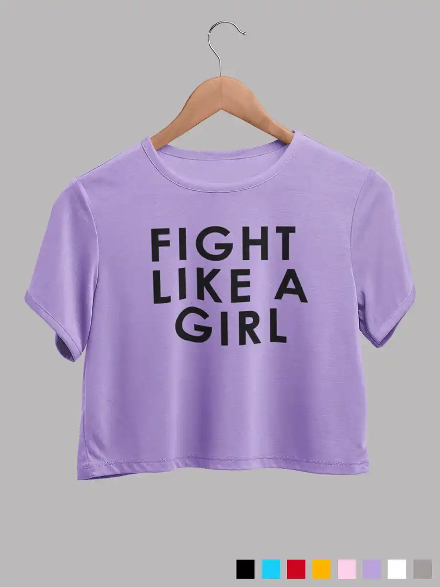 Fight like a Girl - Iris Lavender - Cotton crop top