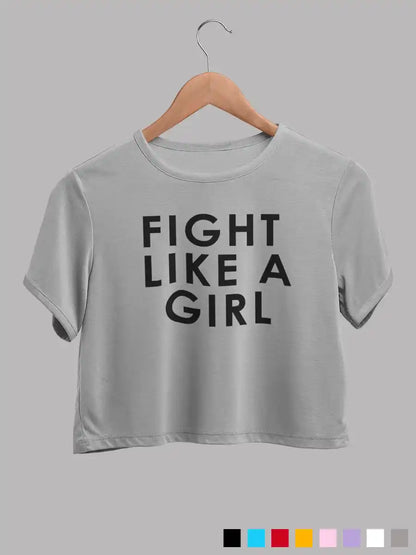 Fight like a Girl - Melange Grey - Cotton crop top