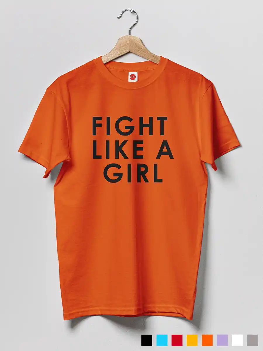Fight like a Girl - Men's Orange Cotton T-Shirt