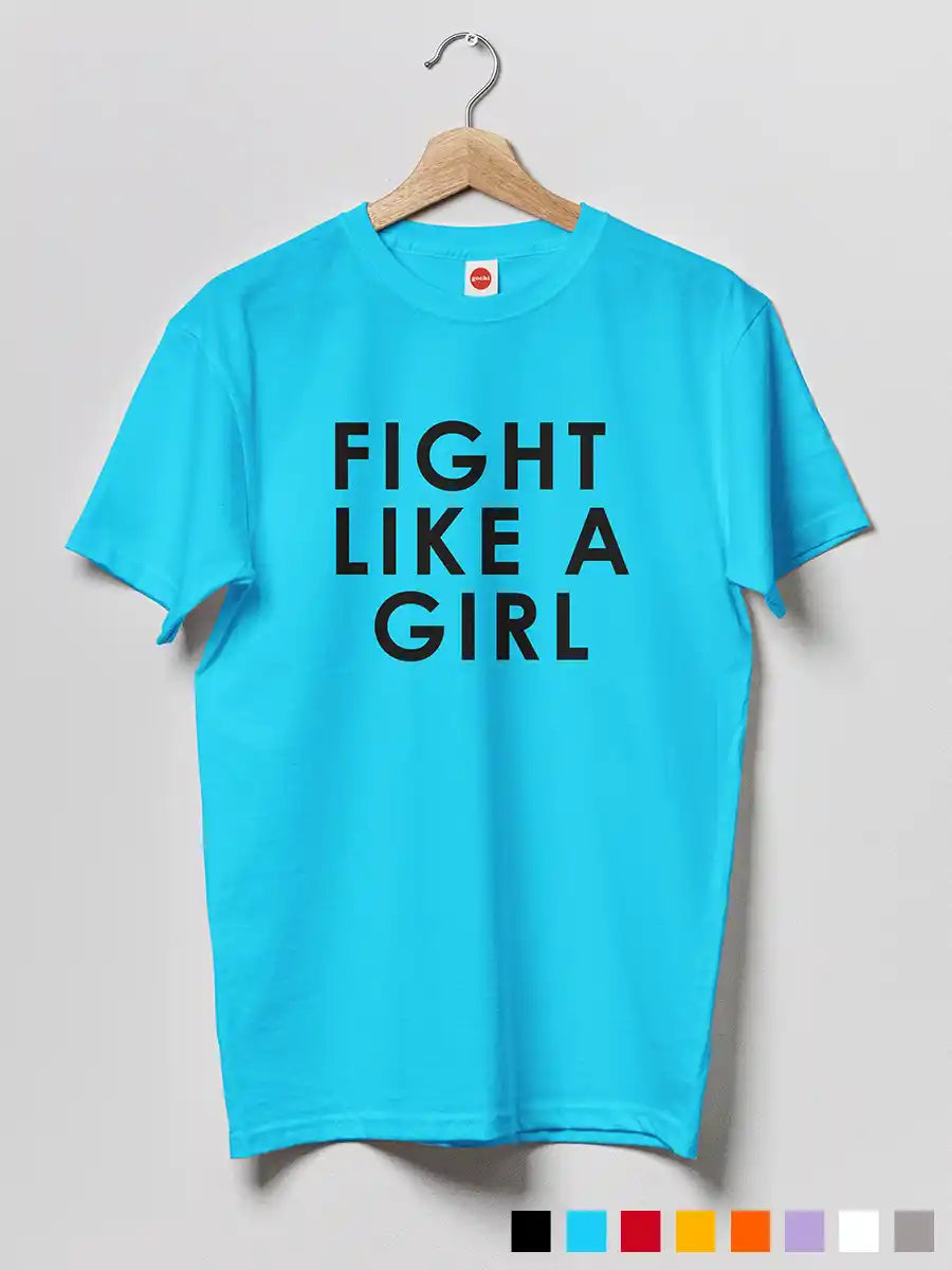 Fight like a Girl - Men's Sky Blue Cotton T-Shirt